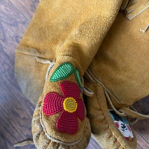 Beaded Suede indigenous footwear for display Not a Match